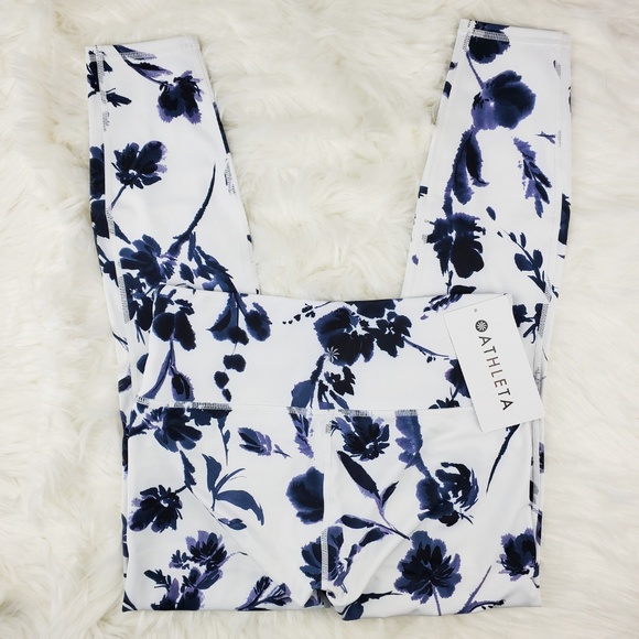NWT Athleta White Water Flower 7/8 Leggings - Picture 4 of 7
